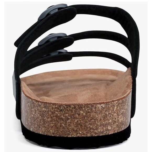 NWT Torotto Mens Slides with Cork Footbed Open Toe Flat Sandals,Black, Size 44 - Picture 5 of 16